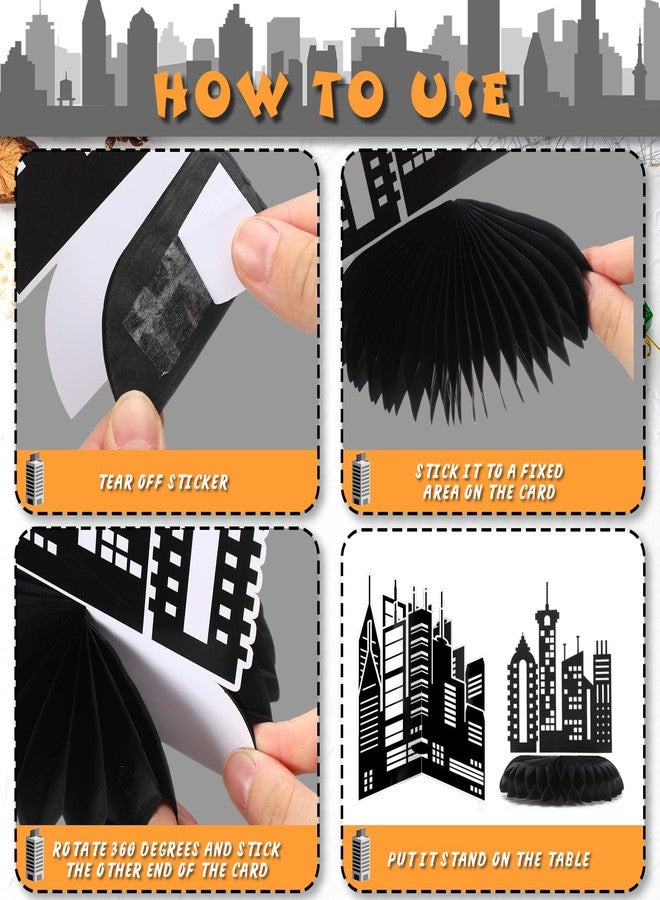 Pickmesh 12 Pieces Hero Party Decorations City Skyscraper Honeycomb Centerpieces Table Decorations Skyline Buildings Table Topper for Hero Birthday Skyscraper Party Supplies - Image 5